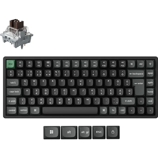 Keychron K2 Ultra 8K Bluetooth / vezeték nélküli magyar Apex Brown mechanikus billentyűzet fekete