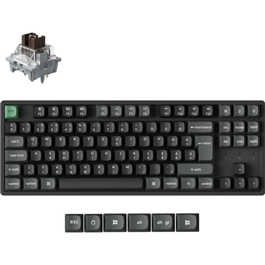 Keychron K8 Ultra 8K Bluetooth / vezeték nélküli magyar Apex Brown mechanikus billentyűzet fekete