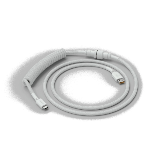 Billentyűzet kiegészítő Glorious PC Gaming Race Coiled Cable Ghost White USB-C Spirálkábel Fehér