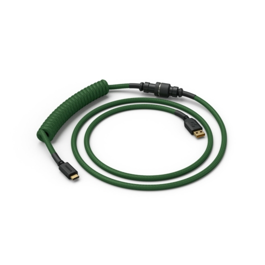 Billentyűzet kiegészítő Glorious PC Gaming Race Coiled Cable Forest Green USB-C Spirálkábel Zöld