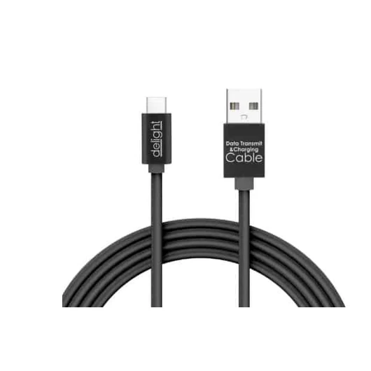 Kábel USB Összekötő Delight USB 2.0 A (Male) - 2.0 Type C (Male) 1m LED