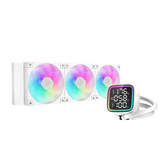 DeepCool CPU Water Cooler - LD360 WH (max 21dB; max. 122,39 m3 / h; 3x12cm, LED kijelző, fehér)