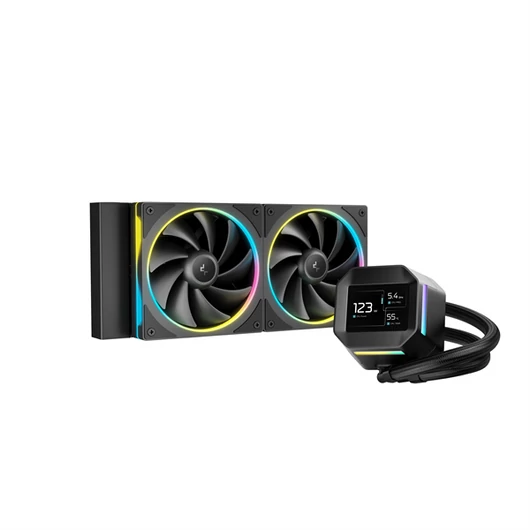 DeepCool CPU Water Cooler - LM240 (max 36.07dB; max. 112,52 m3 / h; 2x12cm, LED kijelző, fekete)