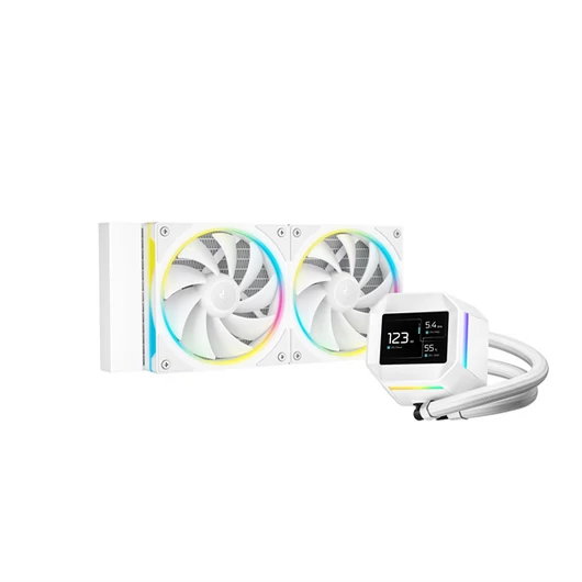DeepCool CPU Water Cooler - LM240 WH (max 36.07dB; max. 112,52 m3 / h; 2x12cm, LED kijelző, fehér)