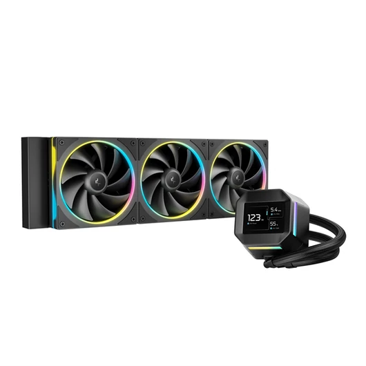 DeepCool CPU Water Cooler - LM360 (max 36,07dB; max. 122,52 m3 / h; 3x12cm, LED kijelző, fekete)