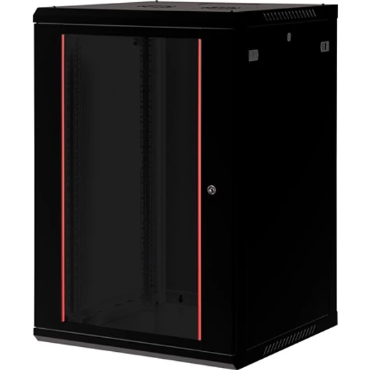 Lande PROlineB 600x600 lapraszerelt 18U 19" fali rack szekrény fekete
