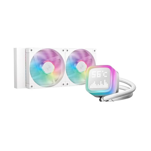 DeepCool CPU Water Cooler - LP240 WH (max 21dB; max. 122,39 m3 / h; 2x12cm, LED kijelző, fehér)