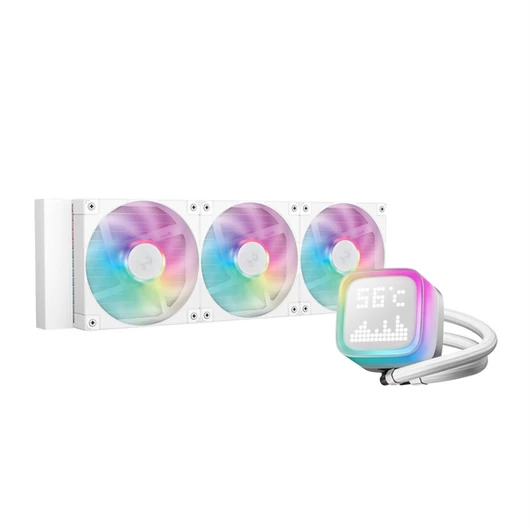 DeepCool CPU Water Cooler - LP360 WH (max 21dB; max. 122,39 m3 / h; 3x12cm, LED kijelző, fehér)