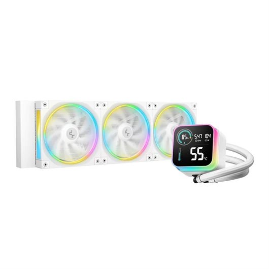 DeepCool CPU Water Cooler - LQ360 WH (max 21dB; max. 122,39 m3 / h; 3x12cm, LED kijelző, fehér)