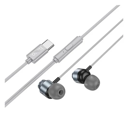HOCO POWER fülhallgató SZTEREO (Type-C, mikrofon, felvevő gomb) SÖTÉTSZÜRKE