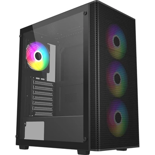 FSP M220 ARGB táp nélküli ablakos Mid Tower számítógépház fekete