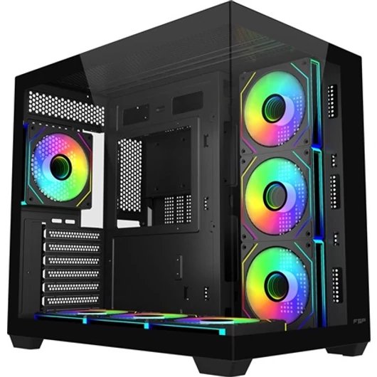 FSP M341 ARGB táp nélküli ablakos Mid Tower számítógépház fekete