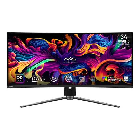 MSI Monitor GAMING MAG 341CQP QD-OLED Ívelt 34" UWQHD 3440x1440, 1800R, 0,03ms, 175Hz, 2x HDMI, DP, USB-C, Black