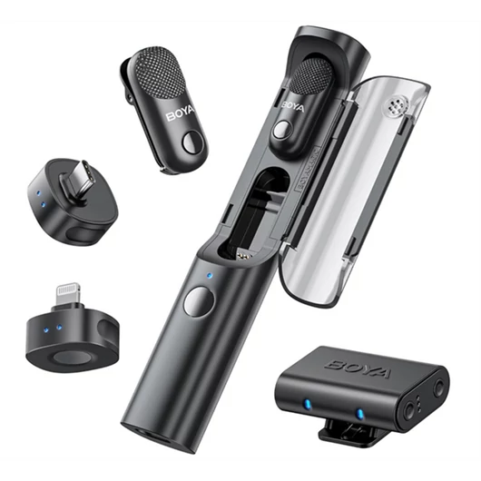 BOYA Mikrofon - Magic-02 (Vezeték nélküli, fekete, 2TX + 3RX, Lightning, USB-C, 3,5mm)