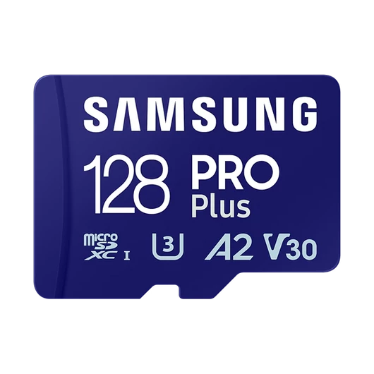 SAMSUNG Memóriakártya, PRO Plus microSDXC kártya 128GB, CLASS 10, UHS-I, U3, V30, A2, + Adapter, R180 / W130