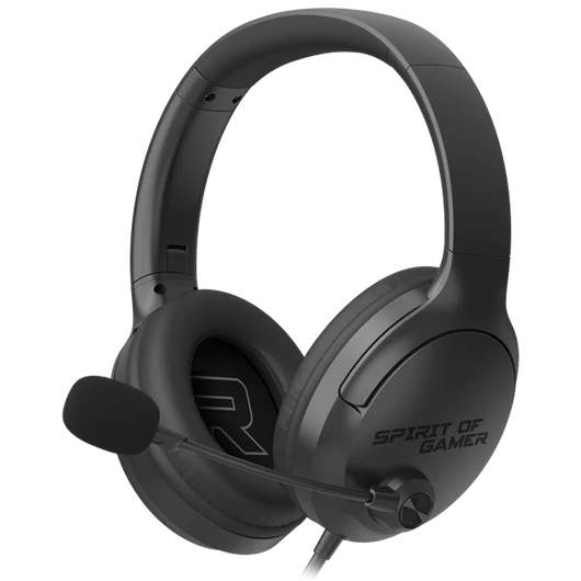 Spirit of Gamer Fejhallgató - PRO-H4 Black (MultiPlatform, mikrofon, 3.5mm jack, hangerőszabályzó, fekete)