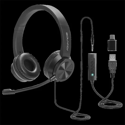 Advance Fejhallgató - SMARTPHONICS 750 (3,5mm Jack / USB, 1,9m kábel, fekete)