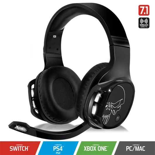 Spirit of Gamer Wireless Fejhallgató - MIC-XH1100 (MultiPlatform,7.1,mikrofon, hangerőszabályzó, nagy-párnás, fekete)