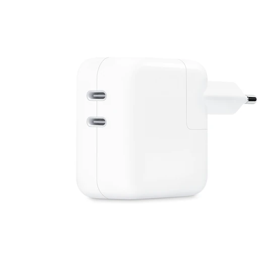 A 35 wattos, kétportos USB‑C hálózati adapterrel két eszközt tudsz egyszerre tölteni otthon, az irodában vagy akár útközben is. Az Apple a MacBook Air töltéséhez javasolja, de iPhone‑od, iPaded, Apple Watchod és AirPodsod töltéséhez is használhatod.<br