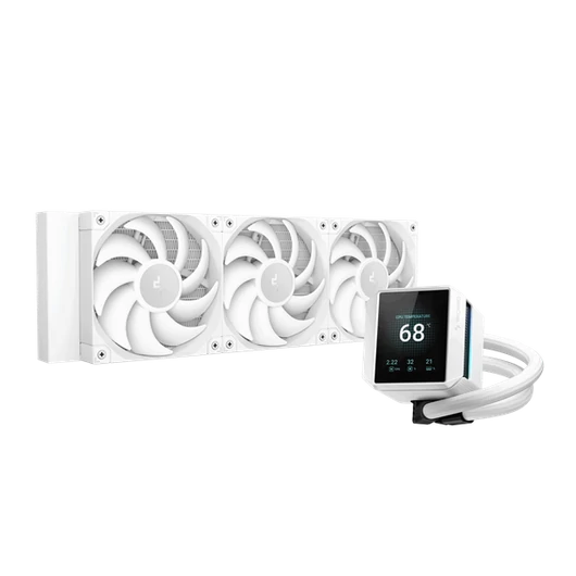 DeepCool CPU Water Cooler - MYSTIQUE 360 WH (max 21dB; max. 123,09 m3 / h; 3x12cm, LED kijelző, fehér)