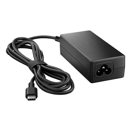 Nagyobb teljesítmény, intelligens módon<br>A HP 45 W-os USB-C váltóáramú tápegység négy különböző feszültséget támogat a hagyományos tápcsatlakozóknál vékonyabb csatlakozóval.