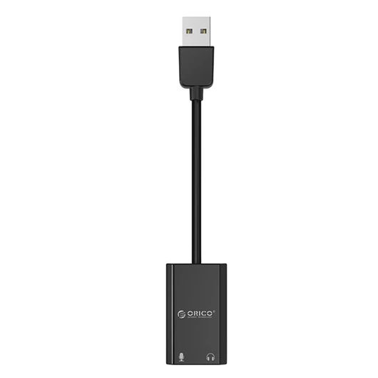 Orico külső hangkártya - SKT2-BK / 9/ (Bemenet: USB2.0, Kimenet: 2x 3,5mm Jack: Hang / Mikrofon)