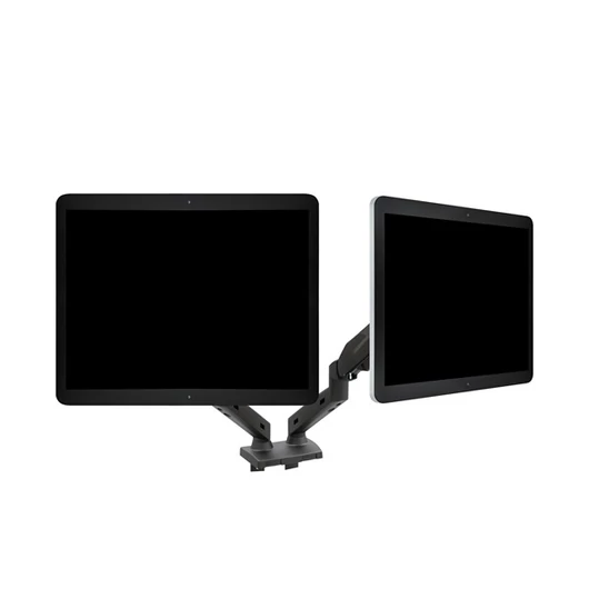 VARR asztali dual monitor állvány, full motion, VESA 75x75 / 100x100, integrált kábelcsatorna