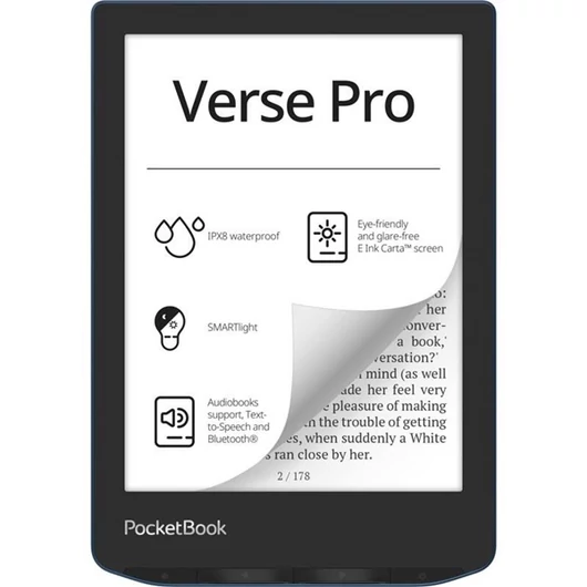 POCKETBOOK e-Reader - PB634 VERSE PRO Azure (6"E Ink Carta, Cpu: 1GHz,512MB,8GB,1500mAh, wifi,mSD, IPX8)