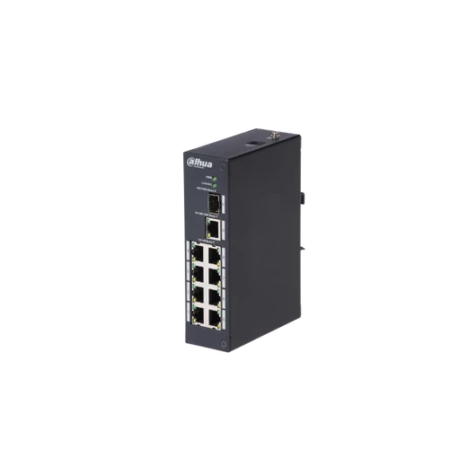 Dahua switch - PFS3110-8T (8x 100Mbps + 1x 1Gbps + 1x  SFP, L2; ipari kivitel; 12VDC)