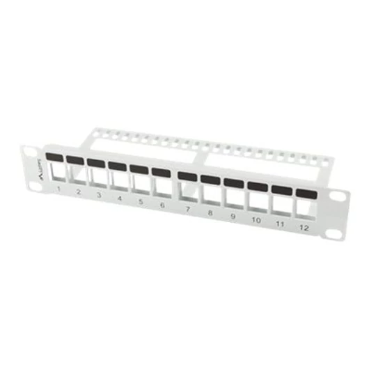 LANBERG patch panel blank 12 port 1U with organizer for keystone modules gray