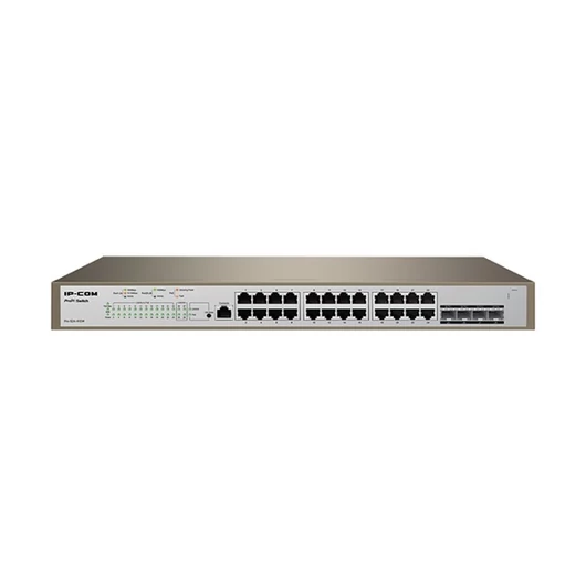 IP-COM Switch Vezérelhető PoE - PRO-S24-410W (24x1Gbps + 4x1Gbps SFP + 1x1Gbps console port; 24 af / at PoE+ port; 370W)