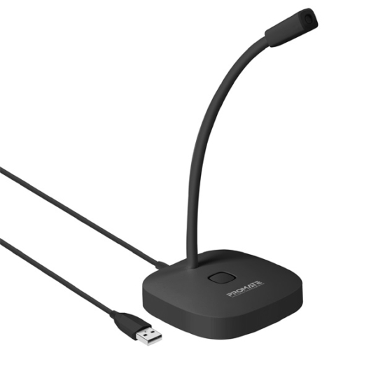 Promate USB Mikrofon - PROMIC (Plug & Play, flexibilis, 1,3m, fekete)