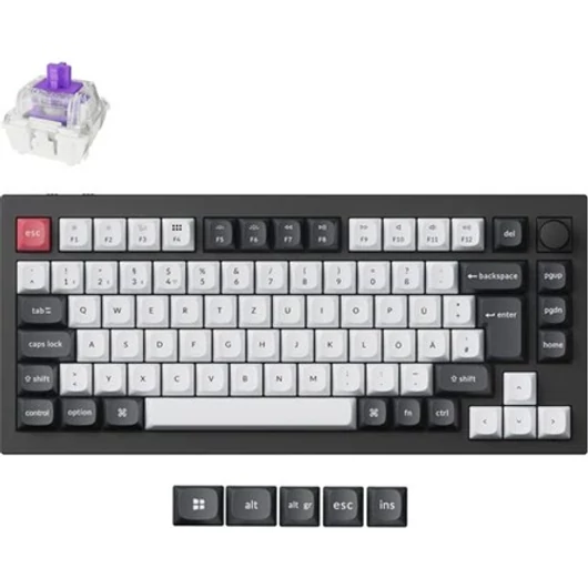 Keychron Q1 HE - Hot Swappable, RGB Backlight, Knob, Magnetic Switch - ISO HU Layout - Carbon Black