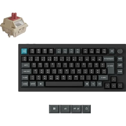 Keychron Q1 Ultra 8K Bluetooth / vezeték nélküli magyar Silk POM Red mechanikus billentyűzet fekete