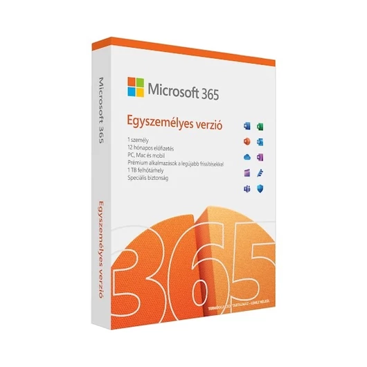 Microsoft 365 Egyszemélyes verzió, 1 év. Win / MAC FPP BOX Doboz P10