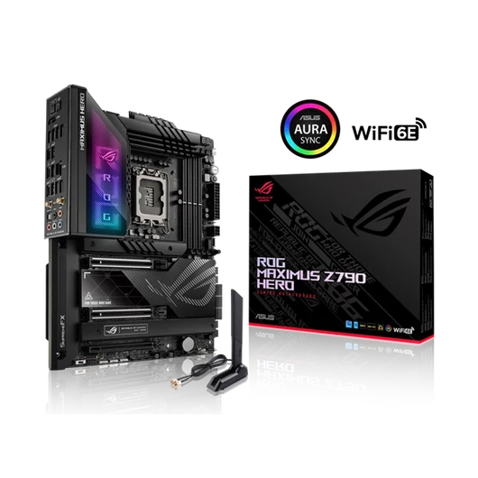 Asus Alaplap - Intel ROG MAXIMUS Z790 HERO LGA1700 (Z790, ATX, 4xDDR5 7800 + MHz, 6xSATA3, 5xM.2, HDMI + 2x Thunderbolt)