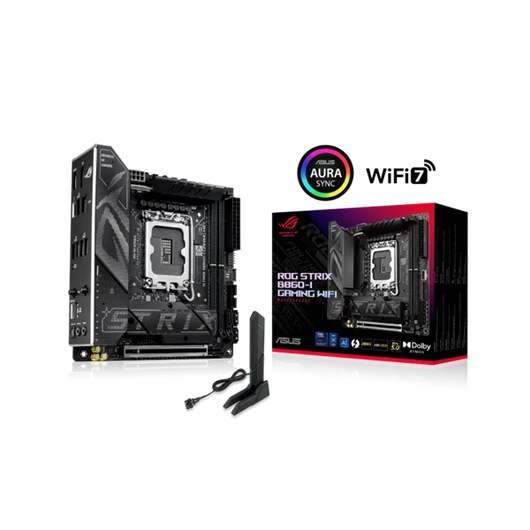 Asus Alaplap - Intel ROG STRIX B860-I GAMING WIFI s1851 (B860, 2xDDR5 9066 + MHz, 4xSATA3, 2xM.2, HDMI + DP + Thunderbolt4)