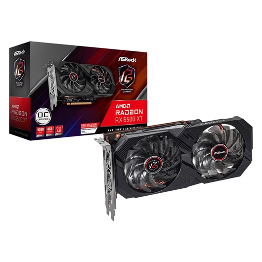 ASRock Radeon RX 6500 XT Phantom Gaming D 4GB OC videokártya (RX6500XT PGD 4GO)