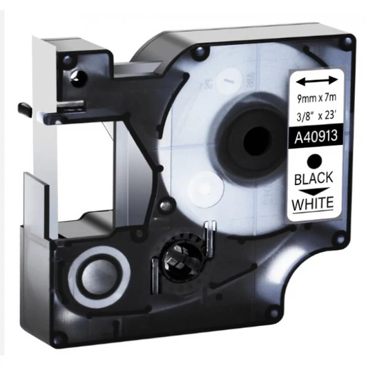 Utángyártott DYMO D1 40913 kazetta 9mm x 7m fehér-fekete #S0720680 IK