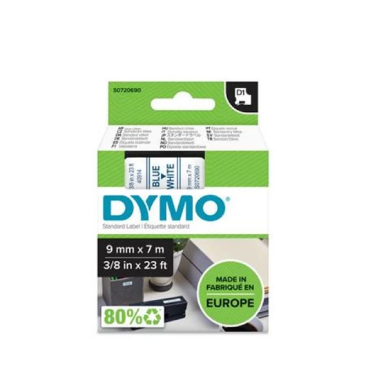 DYMO D1 40914 f.szalag 9mm x 7m fehér-kék (S0720680) Dymo