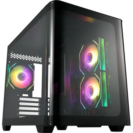 FSP S380 ARGB táp nélküli ablakos MT Mini Tower számítógépház fekete