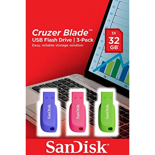 SANDISK CRUZER BLADE USB FLASH DRIVE 3-PACK - 32GB