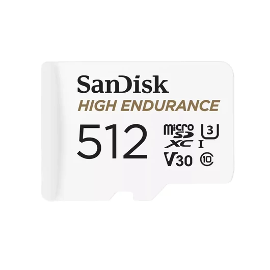 HIGH ENDURANCE MICROSDXC 512GB + SD ADAPTER UP TO 20K HOURS FUL