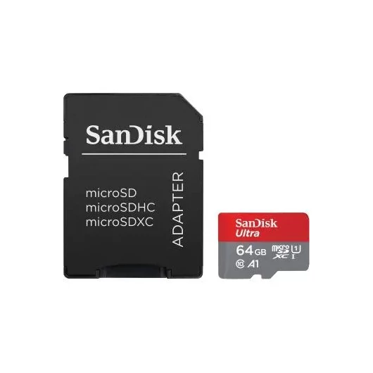 64GB microSDXC Sandisk Ultra CL10 A1 + adapter (SDSQUAB-064G-GN6MA / 215421)