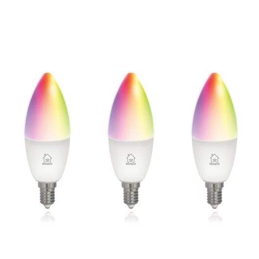 Deltaco SMART HOME SH-LE14RGB izzó LED, E14, gyertya, WIFI, 5W, színes+fehér, szabályozható, 3db/csomag