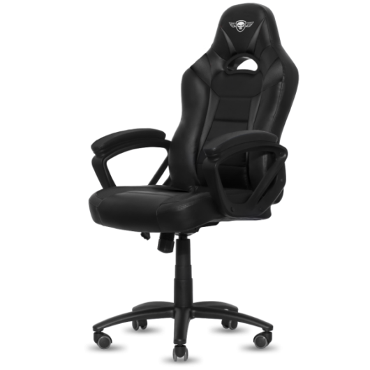 Spirit of Gamer szék - FIGHTER Black (állítható magasság; párnázott kartámasz; PU; max.120kg-ig, fekete)