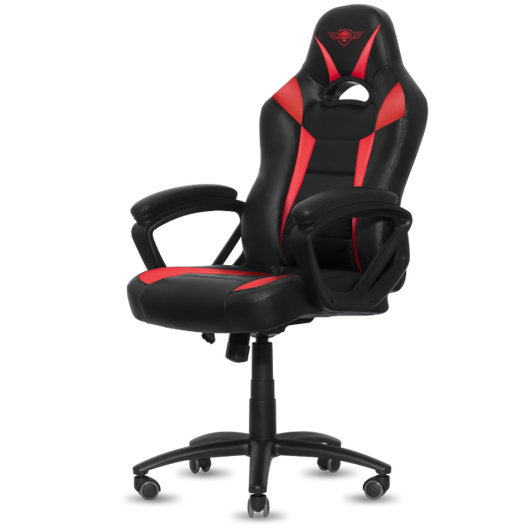 Spirit of Gamer szék - FIGHTER Red (állítható magasság; párnázott kartámasz; PU; max.120kg-ig, fekete-piros)