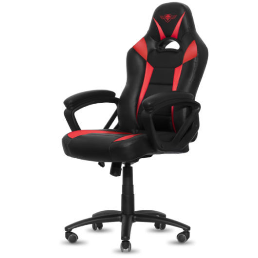 Spirit of Gamer szék - FIGHTER Red (állítható magasság; párnázott kartámasz; PU; max.120kg-ig, fekete-piros)