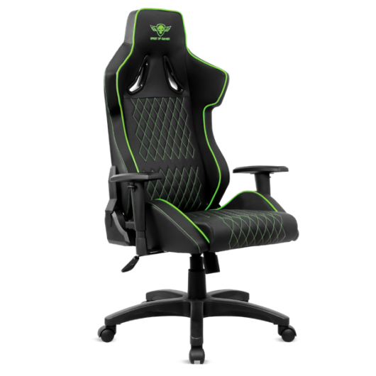 Spirit of Gamer szék - NEON Green (állítható dőlés / magasság / kartámasz; max.100kg-ig, zöld)