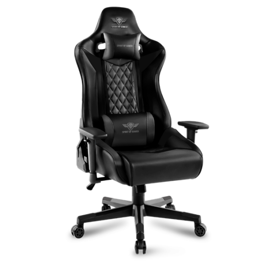 Spirit of Gamer szék - CRUSADER Black (állítható dőlés / magasság / kartámasz; max.120kg-ig, fekete)